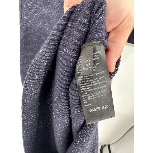 Anthropologie Selena Metallic Shimmer Navy Blue Knit Midi Dress Size Small - Picture 6 of 7